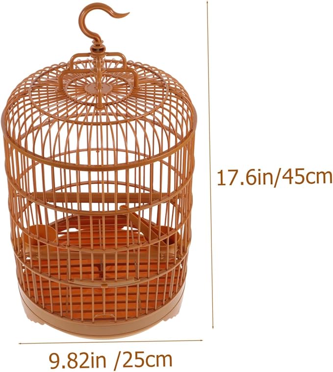 HANABASS Large Parrot Birdcage Round Plastic Budgie Cage Decorative Hook Easy- Base Parakeet Cockatiel Lovebird Pet Cage