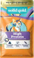 Solid Gold High Protein Dry Cat Food - Grain Free & Gluten Free Alaskan Pollock Cat Dry Food w/Probiotics for Gut Health & Digestion - High Fiber & Omega 3 - Low Carb Superfood Kibble - All Ages-12LB