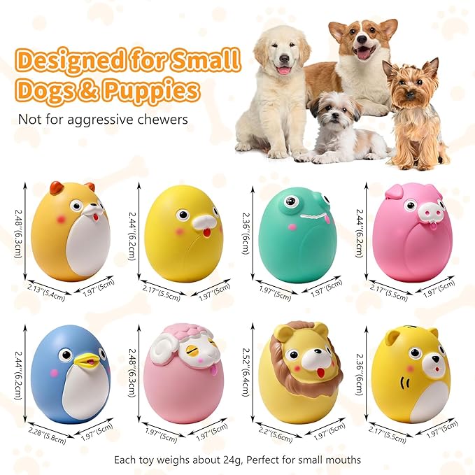 SCHITEC Squeaky Puppy Toys, Interactive Animal Dog Toy, Latex Rubber Balls for Puppies Mini Small Breed Dogs