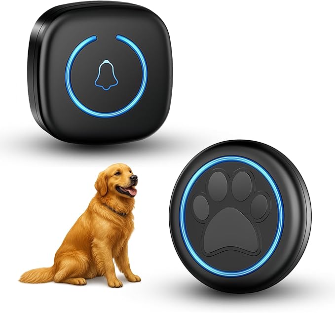 Dog Door Bell for Potty Training, Smart Wireless Doggie Doorbell to Go Outside, 1000 Feet Long Range with IP65 Waterproof Super-Light Touch Button, 60 Melodies & Adjustable Volume (1Button)