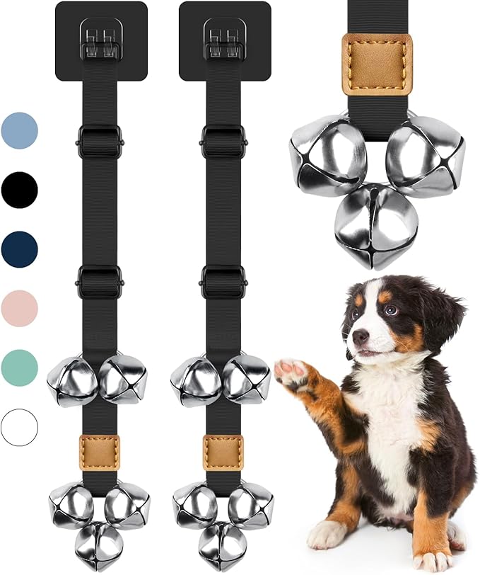 COOYOO 2 Pack Dog Doorbells, Adjustable Potty Training Dog Bells, Upgraded for Training Your Puppy The Easy Way, Premium Quality Housetraining Hanging Bell-5 Extra Large Loud 1.5 DoorBells