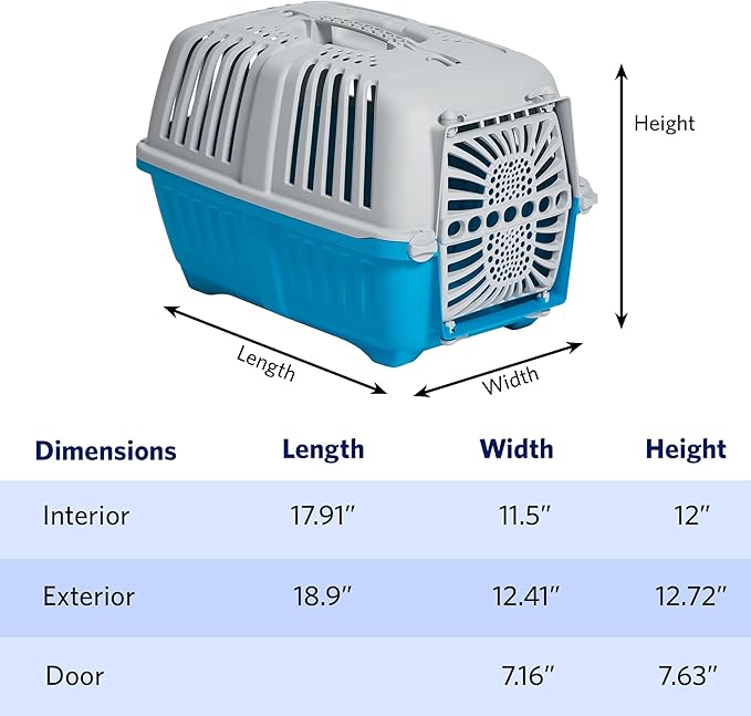 MidWest Homes for Pets Spree Travel Pet Carrier | Hard-Sided Pet Kennel Ideal for Toy Dog Breeds, Small Cats & Small Animals | Dog Carrier Measures 19.1L x 12.5 W x 13H - Inches