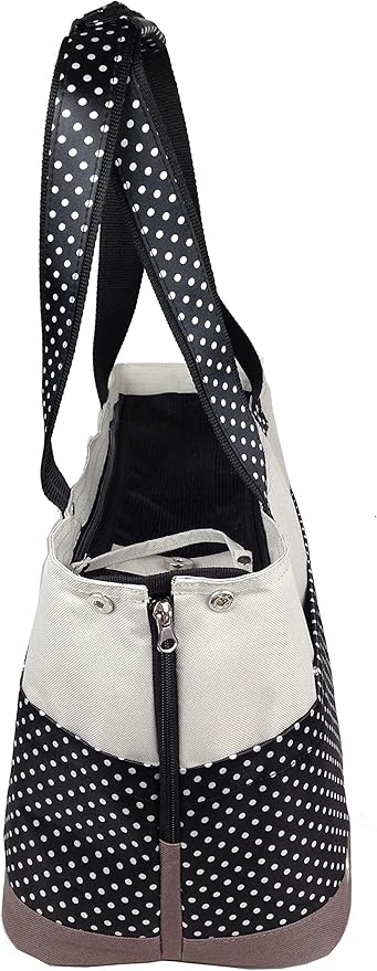 Pet Life ® Tote Spotted Fashion Pet Carrier Purse - Dog Carrier with Built-in Leash Securer and Above-top Dual-Zipper