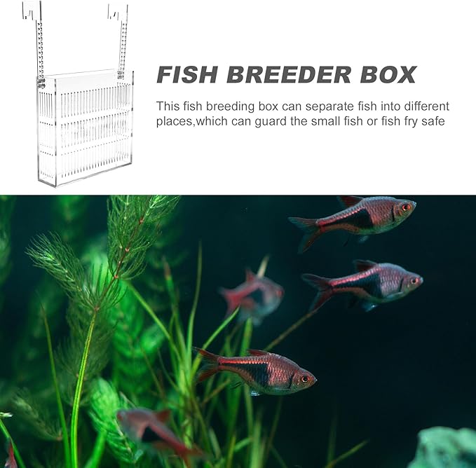 COHEALI Hanging Fish Isolation Box Acrylic Guppy Breeding Separator Aquarium Nursery Fry Tank Medium Size for Aquarium Fish and Mini Parrot Breeding