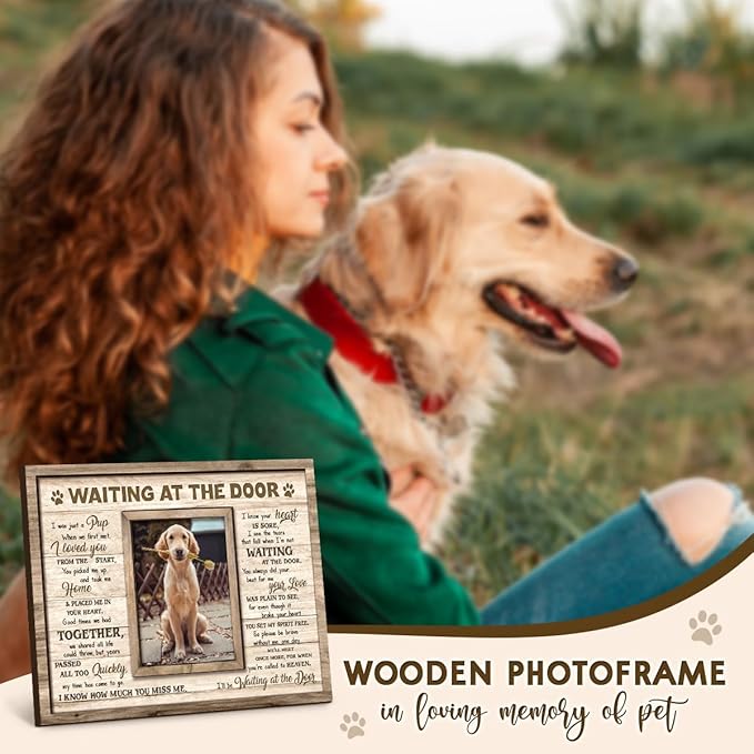 Dog Memorial Wooden Frame - Pet Photo Frame 8''x10'' with Meaningful Quote, in Loving Memory of Pup - Dog Loss Bereavement Keepsake, Wall Hanging, Table Decor - Sympathy Gifts for Pet Lover