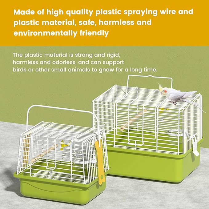 Small Bird cage,Travel Cage for Birds and Small Animals, Parakeet cage,Bird Carrier Travel cage,Bird Travel cage, jaulas para pájaros,Green,(Size:S,M,L) (M)