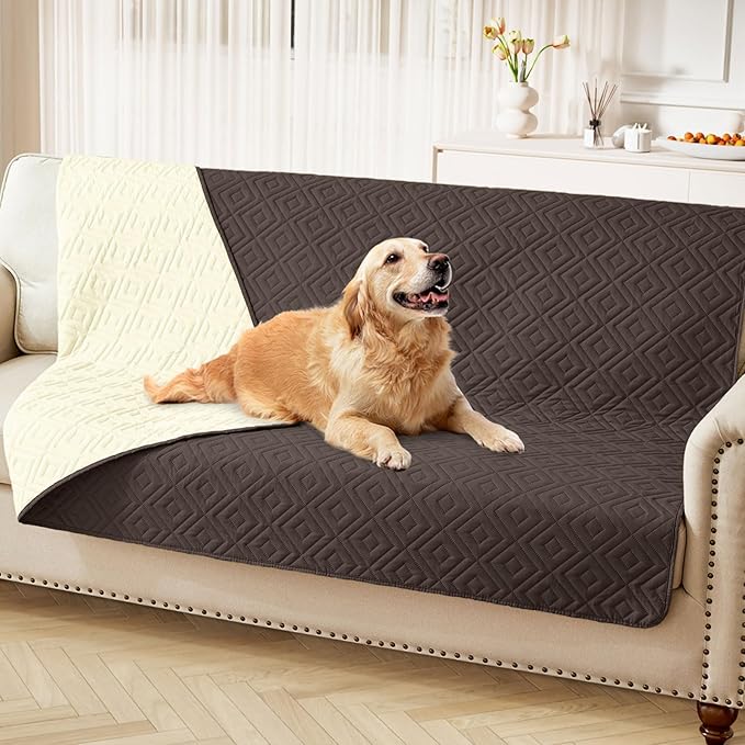 hyha Waterproof Dog Blanket, Soft Dog Bed Cover Pet Blankets, Waterproof Sofa Couch Cover for Dogs Washable, Reversible Pet Couch Covers for Sofa Furniture (68x82 Inch, Chocolate/Beige)