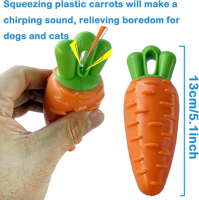 Sunglow Squeaky Carrot Dog Toy & Interactive Chewing Rope，Squeaky Dog Chew Toys，Dog Decompression and Tug Toy for Small Dogs Training Playing Teeth Cleaning (Tug&Carrot)