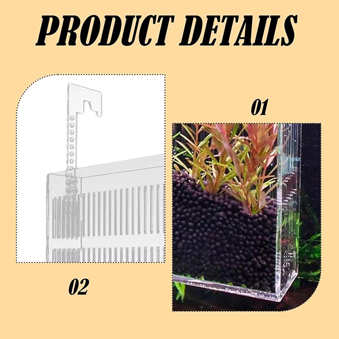 Fish Hatchery Adjustable Aquarium Breeding Box Multi Purpose Acrylic Tank Transparent Hanging Type Design Suitable for Fry Nursery, 19x18x5cm