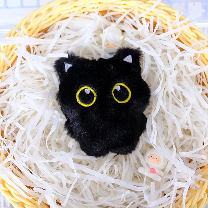 3 Pcs Cute Black Cat Toys Cat Interactive Toys with Squeaky and Soft 3.9 in Big Eyed Black Cat Plush Toy for Indoor Cats
