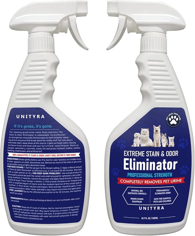 Stain & Odor Remover For Strong Odor – Enzyme Pet Odor Eliminator For Home Use. Powerful Carpet Stain Remover That Tackles Cat And Dog Pee,. This Enzymatic Cat Urine Destroyer Works Deep To Clean