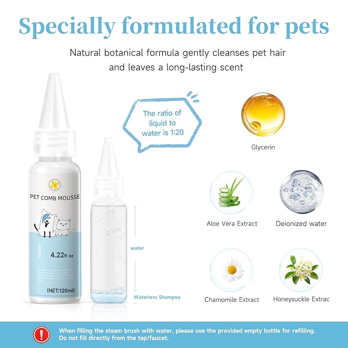 Pet Steam Brush for Dog & Cat – shower bath brush – Steam for Shedding & Grooming Water Brush for Long & Short Haired Pets Spritz Defur Comb 3-in-1 Spray Hair Removal Comb
