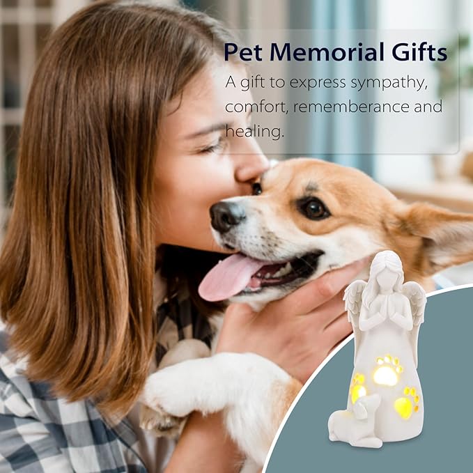 BEARAE Loss of Dog Sympathy Gift, Dogs Memorial Gifts, Pet Loss Candle Holder Figurine Statue, Dog Passing Away Statue Remembrance Gift, Puppy Angel Figurine for Dogs Owners