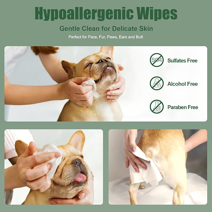 ATIFBOP Dog Paws Wipes, Hypoallergenic Pet Grooming Wipes Natural and Gental, 100 Wipes for Cleaning & Grooming Moisturizing Coconut