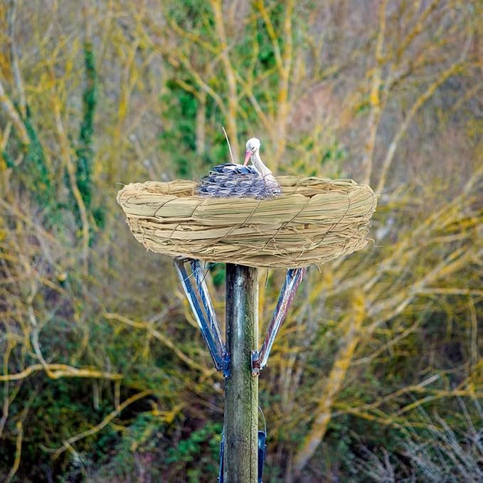 Woven Straw Bird Nest Breeding Nest for Small Animals 8.26X8.26X2.36In Handcrafted Birdcage Accessory for Doves Pigeons Parrots Rabbits with Removable Easy-Clean Design