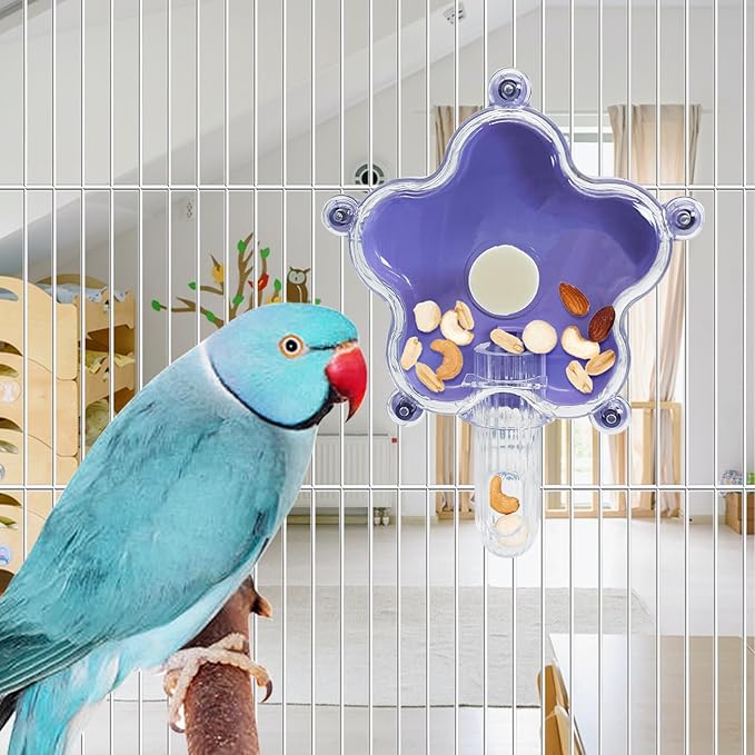 BNOSDM Bird Foraging Toys Cockatiel Foraging Wheel Parrot Cage Spinning Toys Parakeet Enrichment Puzzle Feeder Toy for Budgies Lovebirds Canaries (Purple)
