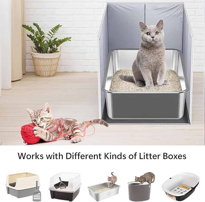 Cat Litter Box Enclosure, Keep All Mess in, Open Top High Side, Extra Large Water Resistance Splash Guard for Cat Litter Boxes