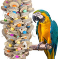 Large Bird Toys for Parrots Toys Natural Colored Wooden Bird Cages Chew Accessories for Macaws, Cockatoos, African Grey, and Amazon Parrots