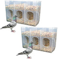 2 Pack Automatic Pigeon Bird Feeder Water, Plastic Feeder Water Dispenser Drinkers for Cage, No Mess Hanging Parrot Feeders, Cage Accessories for Parakeet Quail Bird Chicken (3 Hole-Hook)