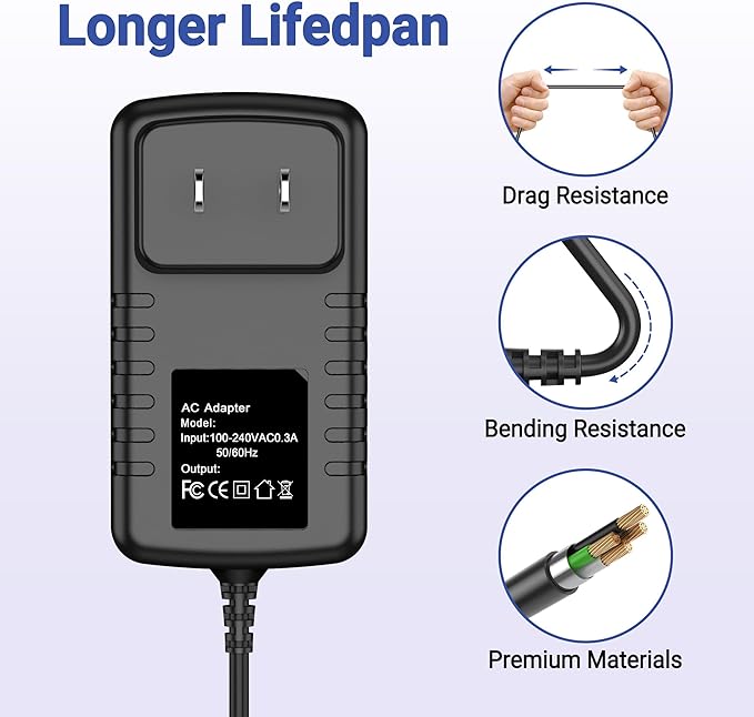 12V Charger for Meowant Self-Cleaning Cat Litter Box MW-SC01 / MW-SC01-Y / SC02