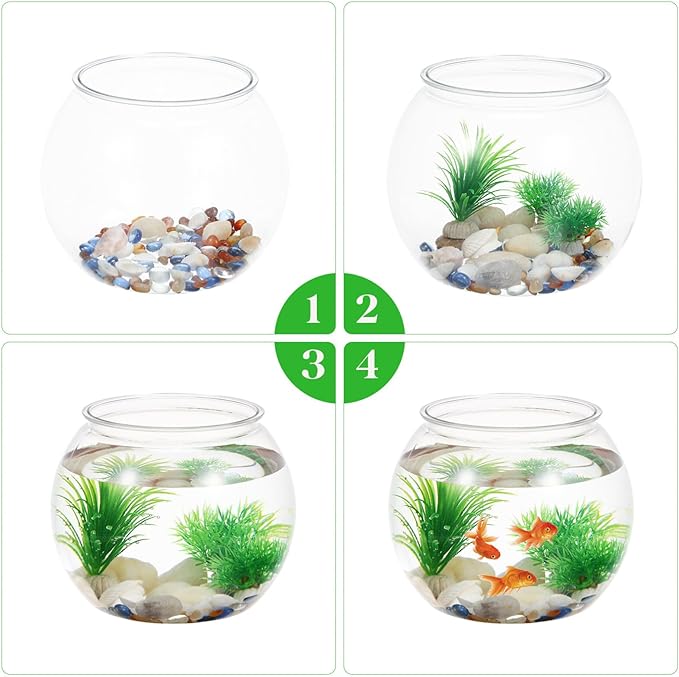 Plastic Fish Bowls, Round Plastic Fish Tank 2 Gallon Aquarium Hydroponic Planter Floral Container for Prizes, Party, Table Centerpiece Home Decor