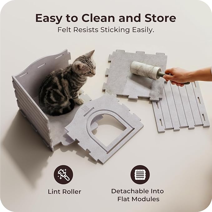 Apasiri Indoor Cat Houses for Indoor Cats, Warm Insulated Covered Cat Cave for IndoorCats House, Strong Scratch-Resistant Capacity, Sturdy Fiber, Compatible with Heating Pads, Cat