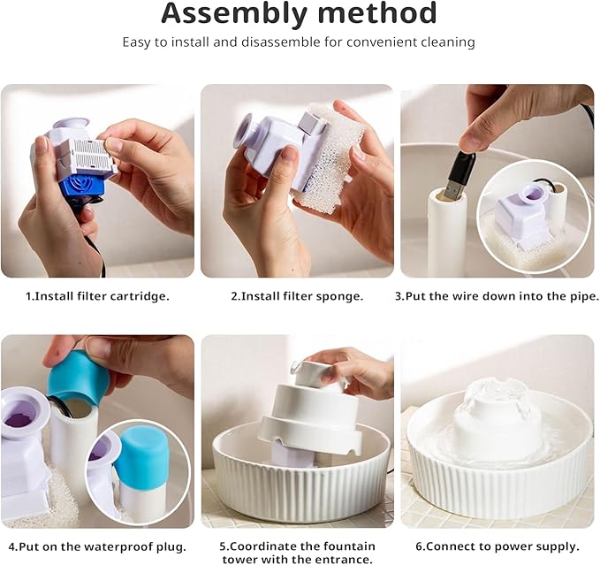 Ceramic Cat Water Fountain, 2.1L/71oz Cupcake Pet Water Fountain for Cats and Dogs, Automatic Pet Drinking Fountain with Pump, Filter & Foam (White)
