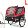 Giantex Dog Bike Trailer, Bicycle Trailer Wagon for Medium and Small Sized Dogs, 20 Inch Wheels, 3 Zippered Doors, 8 Reflectors, 1 Red Flag, Folding Dog Carrier for Bike, Hold up to 88lbs