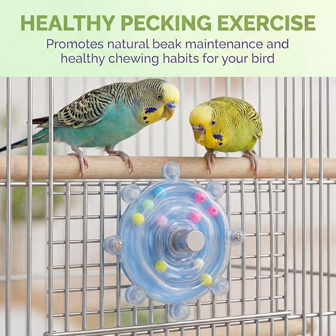 1 Pcs Bird Toys for Parakeets, Parrot Spinner Toy, Colorful Parakeet Toys Wheel, Interactive Spinner Rattle Parrot Toys for Bird Cage, Accessories for Entertainment Chewing Exercise, Blue