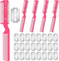 Yinkin 5-Piece Razor Comb for Dogs & Cats, Pink, Plastic & Stainless Steel, Small to Medium Dogs, 25 Extra Blades, Manual, Grooming & Trimming