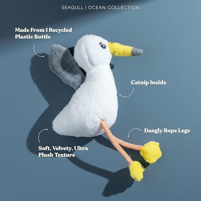 Cat Toys | Plush Toy Seagull Cat Toys for Indoor Cats | Eco Friendly Toy Made from Non Toxic Materials