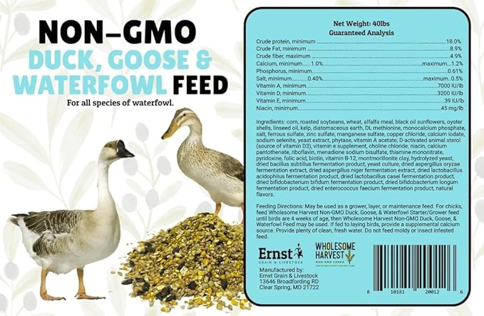 Duck, Goose, Waterfowl Layer Feed 10 lb, High Protein Specially Formulated to Promote Egg Production and Healthy Flocks