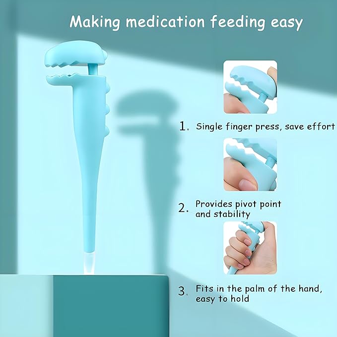 Pet Pill Dispenser, Pet Piller Gun Oral Tablet Capsule,Silicone Syringes for Cats, Dogs and Small Animals (Blue-Pusher+Syringe)