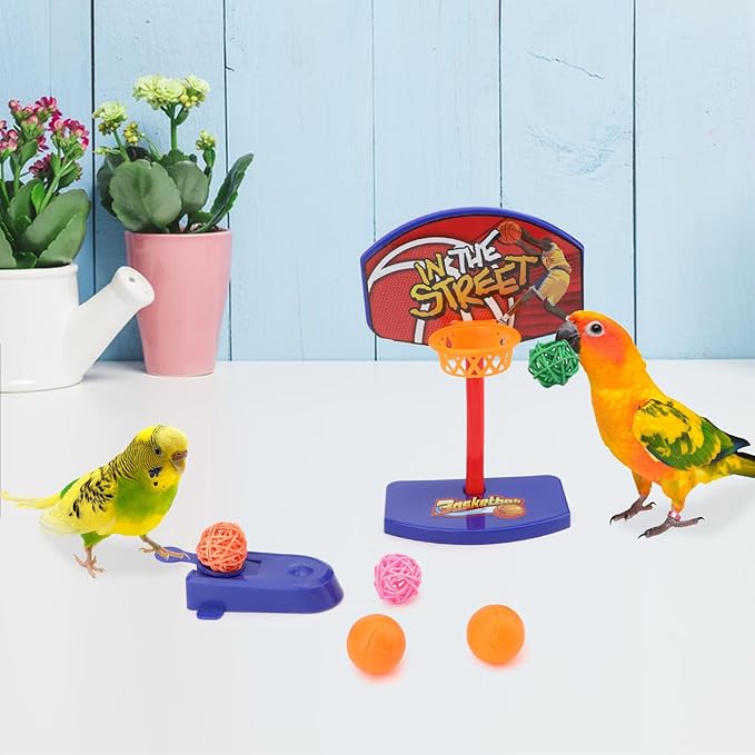 Hypeety Bird Intellective Mini Basketball Rack Training Toy for Budgies Parakeet Parrot Cockatiels Conures Small and Medium Birds