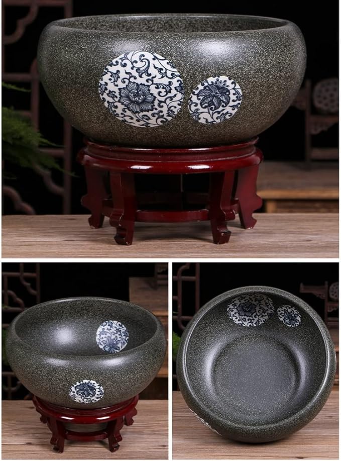 Fish Bowls Hydroponic Plant Container Aquarium Fish Tankchinese Style Ceramic Goldfish Bowl Home Living Room Office Desktop Fish Culture Bowl Aquarium Starter Kits Aquarium Entry Fish Tank ( Color : C