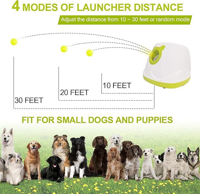 BESTHLS Automatic Dog Ball Launcher Interactive Tennis Ball Thrower Machine for Small Medium Dogs Fetching Distance 10-30ft (White2, Remote Included)
