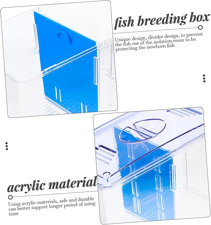 Healifty Miniature Acrylic Fish Breeding Box with Double Isolation Divider Transparent Fish Tank Hatchery Incubator for Betta and Small Aquarium Easy to Clean and Install Safe Water Quality
