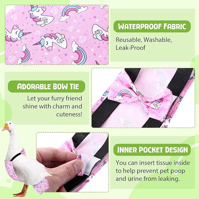 8 Pcs Chicken Diapers Bird Diaper Reusable Duck Diapers Waterproof and Adjustable Chicken Accessories Poultry(L)
