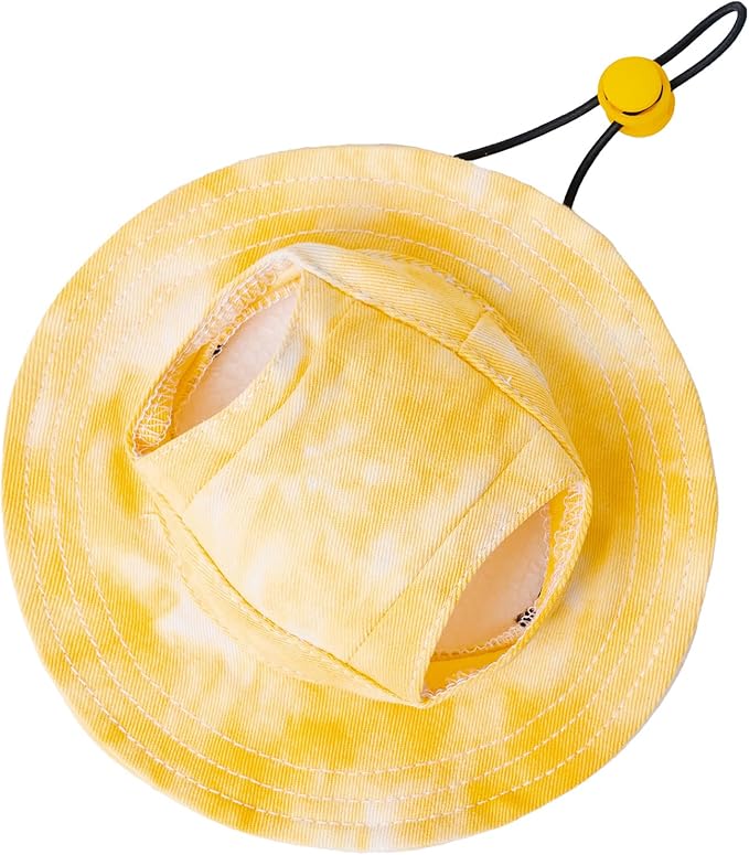 Pet hat with Ear Holes Sunscreen Baseball Cap Suitable for Small and Medium-Sized Dogs Outdoor Climbing hat in Summer Pet Products (Yellow, X-Large)