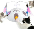 Cat Toys, Interactive Cat Toy for Indoor Cats, Automatic Interactive Kitten Toy, Fluttering Feather, Track Balls, Rotating Track Feather Enrichment Kitty Toys for Multi-cat Family (White)