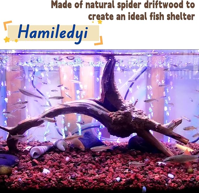 Hamiledyi 4PCS Driftwood for Aquarium 8-10in Natural Spider Wood Reptile Branches Fish Tank Log Ornament Aquarium Trunk Decoration