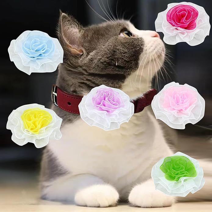 6Pcs Dog Collar Accessories, Floral Charms Decorations for Cats and Dogs