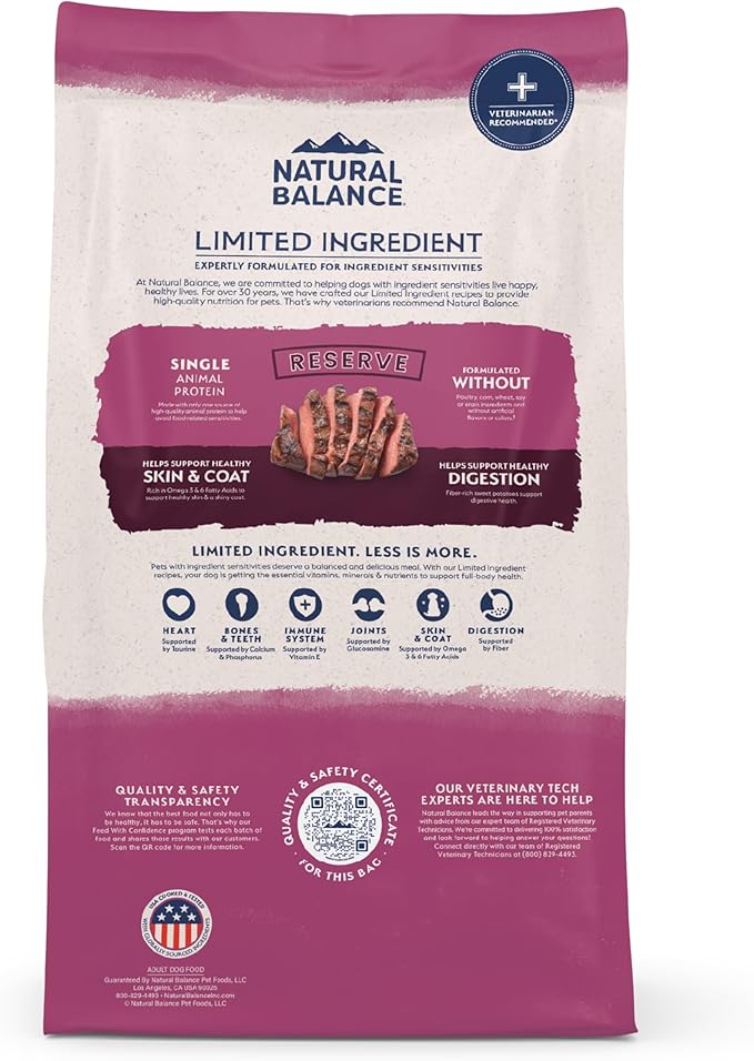 Natural Balance Limited Ingredient Adult Grain-Free Dry Dog Food, Reserve Sweet Potato & Venison Recipe, 4 Pound (Pack of 1)