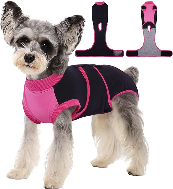 Kuoser Recovery Suit for Dogs After Surgery, Soft Dog Surgery Suit Female Male, Breathable Pet Surgical Recovery Shirt, Anti Licking Dog Onesie for Abdominal Wounds Cone Alternatives, Black XS
