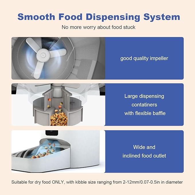 Automatic Cat Feeder, 4L Food Dispenser with 10s Voice Recorder, Pet Feeder up to 10 Meals per Day, Timed Cat Feeder with Dry Food Sealed Ring