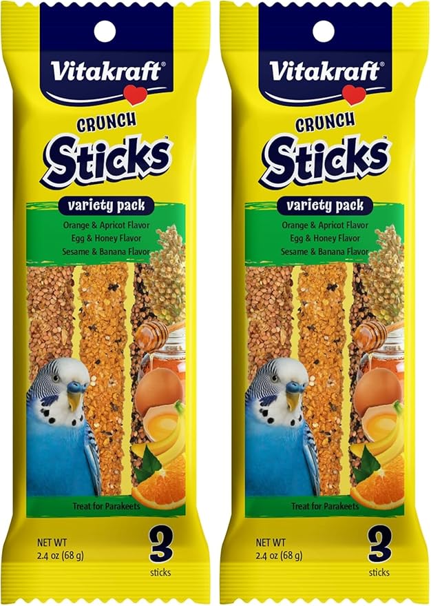 Vitakraft Crunch Sticks for Parakeets, Variety Pack, 2.4 oz | Pack of 2
