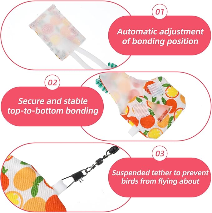 7 Pcs Bird Diaper, Cute Parrot Diaper with Waterproof Inner, Reusable Chicken Pants Bird Flight Suit for Parakeet, Cockatie,l Mini Macaw, Canary, Pet Chicken & Duck