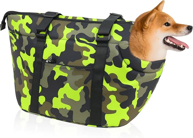 Premium 10mm Padded Dog Purse Carrier for Large Dog, Pet Tote Bag Shoulder Carrying Purse for Dog/Cat Below 7kg/15.5lbs - Camouflage Green