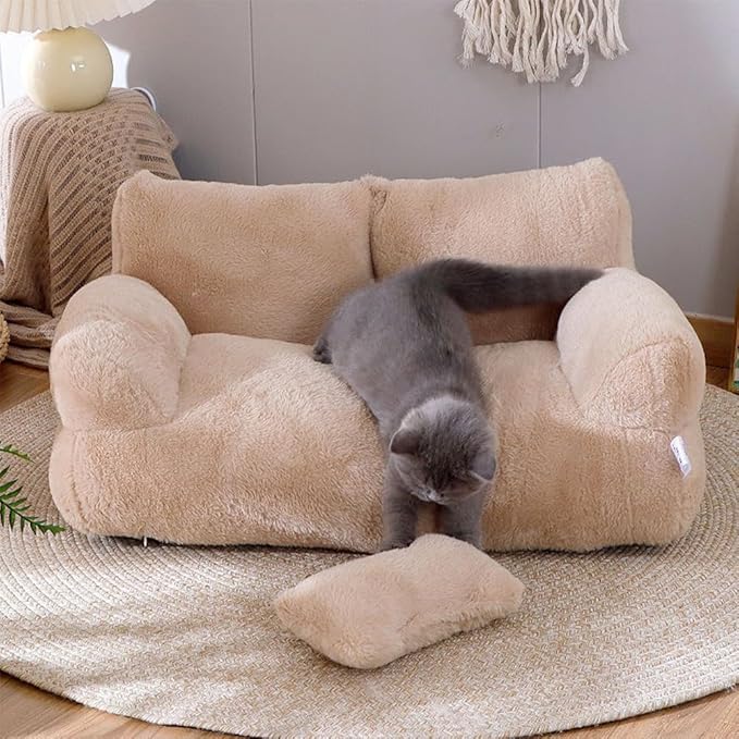 Cat Sofa Bed Pets Cute Couch,Medium Dog, Large Cat Sofa Pet Bed cat Supplies for Indoor (Off-White, Large)