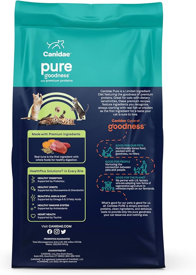 Canidae Pure Healthy Weight Limited Ingredient Premium Dry Cat Food, Real Tuna Recipe, 10 lbs, Grain Free